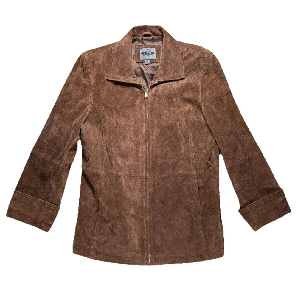 Vintage Brown Suede Leather‎ Zip Jacket Men's M Heavy Weight AR Bernardo